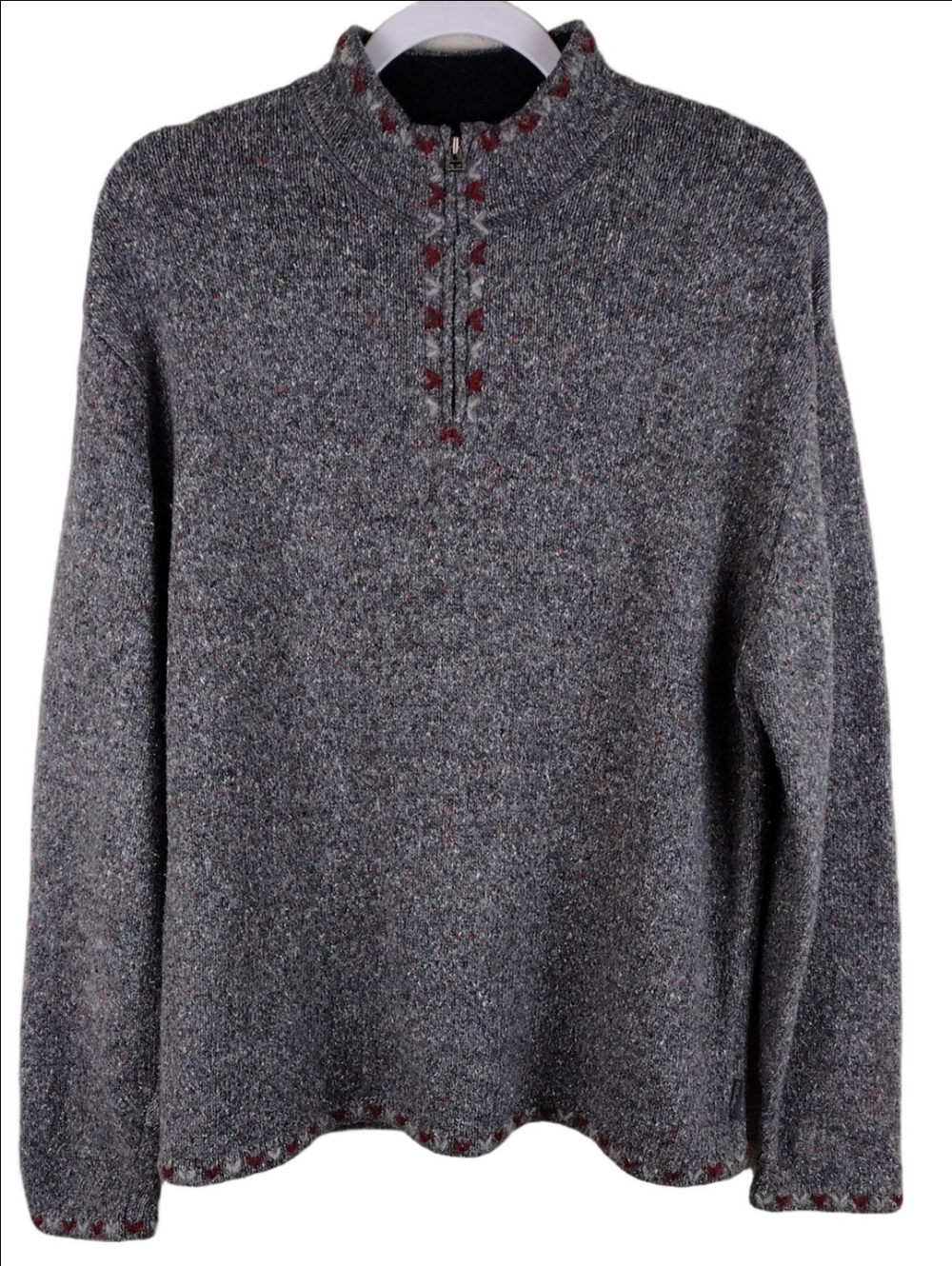 Woolrich Charcoal Heather Wool Blend 1/4 Zip Long Sleeve Pullover Sweater Top